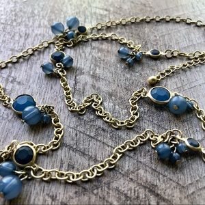 Smokey Blue Necklace, Layering, Boho